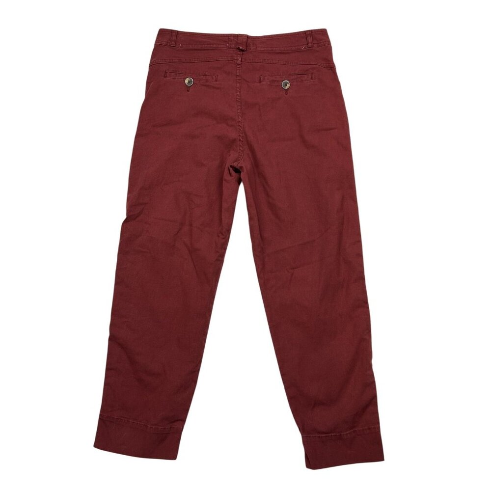 Anthropologie Pants Women Size 6 Maroon Red Ankle Side Striped - Picture 2 of 15